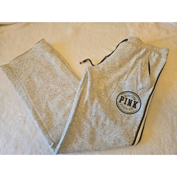 Victoria's Secret PINK Gray Sweatpants Black Stripe Size Small - Picture 4 of 8